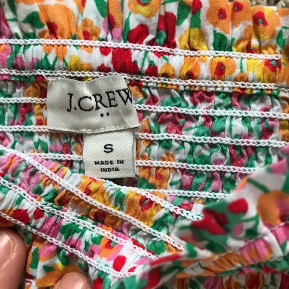 🍁3/50$!! NWT! J. Crew Peplum Floral Tie Shoulder Smocked Corset Flounce Top - Picture 5 of 8